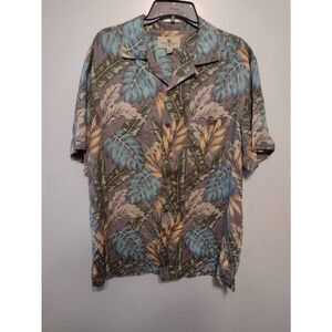 Island Shores Casual Button Down Hawaiian Shirt Mens Size L Short Sleeve Washabl
